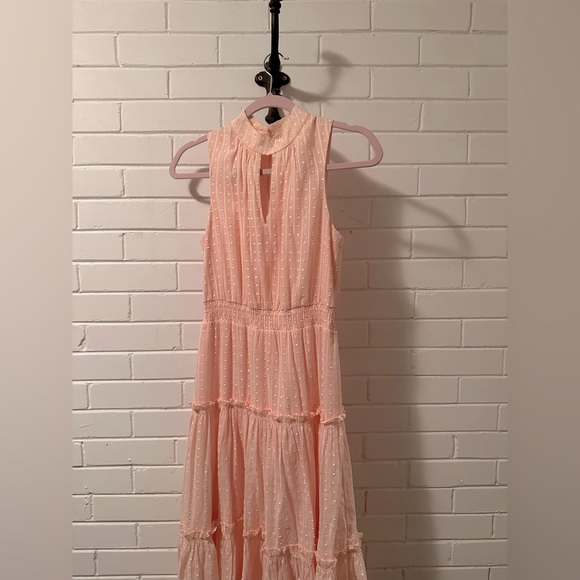 So pretty!! Tommy Hilfiger - Texture Cotton Blend Midi Dress - PINK - Size 4 - Picture 3 of 14